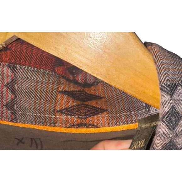 J L Powell Aztec Button Up Flannel Shirt Men's Size XXL Western Geometric Fall - Picture 8 of 11